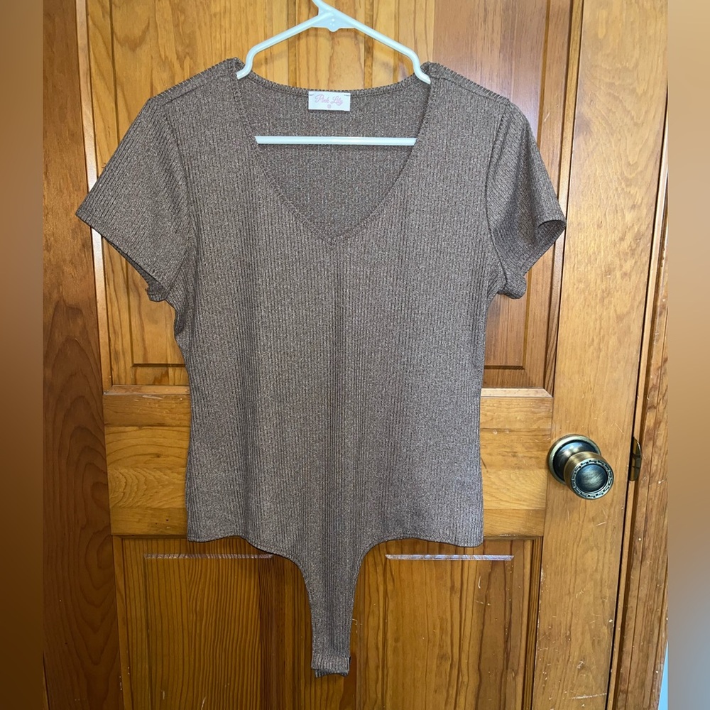 Pink Lily bodysuit burgundy size medium